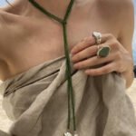 Handmade Green Alloy Crystal Pearl Beading Graduated Bead Necklace