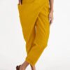 Handmade Yellow asymmetrical design High Waist Cotton Harem Summer Pants
