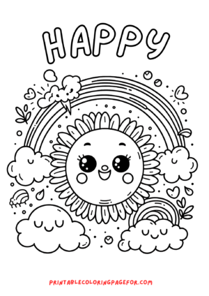 🎉 😄 Happy Printable Coloring Pages 🎉 😄 for Kids, Teachers, and Parents