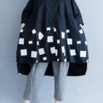 Italian low high design cotton clothes Cotton black prints blouses summer