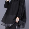Loose Black Peter Pan Collar Fake Two Pieces Sweatshirt Long Sleeve