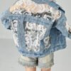 Modern Blue Lace Tulle Patchwork Denim Coats Summer
