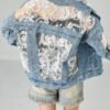 Modern Blue Lace Tulle Patchwork Denim Coats Summer