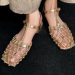 New French Hollow Out Buckle Strap Gold Sandals