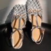 New French Hollow Out Buckle Strap Silver Sandals