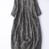 Organic Black Plaid Peter Pan Collar Patchwork Linen Dresses Summer