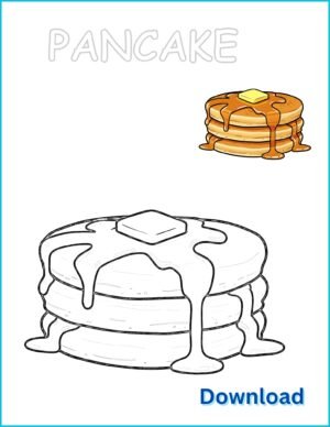 🥞 Pancake Coloring Page | Printable PDF with Pre-Colored Example (US Letter 8.5x11)