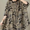 Plus Size Black O-Neck Print Top Half Sleeve