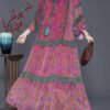 Plus Size Purple Red Print Ruffled Chiffon Party Dress Summer