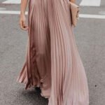 Plus Size Solid Pink High Waist wrinkled Chiffon A Line Skirts summer