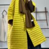 Plus Size Yellow Button Pockets Patchwork Thin Parka Winter