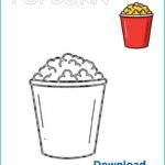Popcorn Printable Coloring Page | Movie Night Activity with Pre-Colored Example (US Letter 8.5x11) - Instant Download PDF