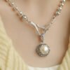 Retro Silk Sterling Silver Pearl Pendant Necklace