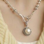 Retro Silk Sterling Silver Pearl Pendant Necklace