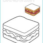 Sandwich Printable Coloring Page | Pre-Colored Example Guide | US Letter 8.5x11 PDF