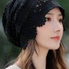 Stylish Black Lace Hollow Out Floral Bonnie Hat