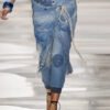 Stylish Blue Pockets Lace Up Patchwork Denim Beam Crop Pants Summer