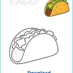 Taco Printable Coloring Page | Mexican Food Activity with Pre-Colored Example (US Letter 8.5x11) - Instant Download PDF