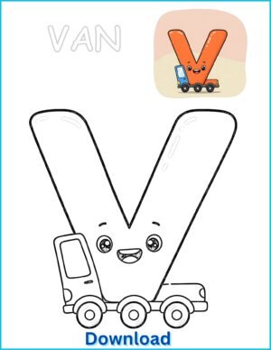🚐 Van Coloring Page | Printable PDF with Pre-Colored Example (US Letter 8.5x11)