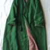 Women Green V Neck Button Cotton Filled Parka Long Coats Winter