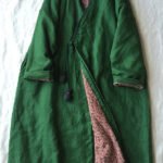 Women Green V Neck Button Cotton Filled Parka Long Coats Winter
