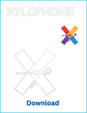 🎵 Xylophone Coloring Page | Printable PDF with Pre-Colored Example (US Letter 8.5x11)