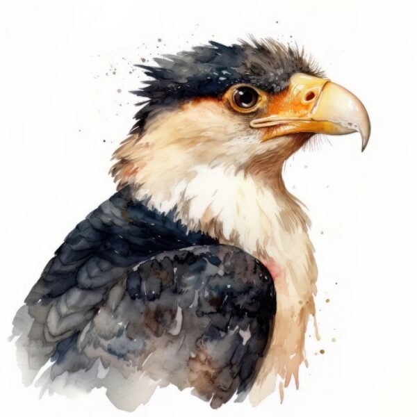 Caracara Bird Portrait Watercolor - Frank095