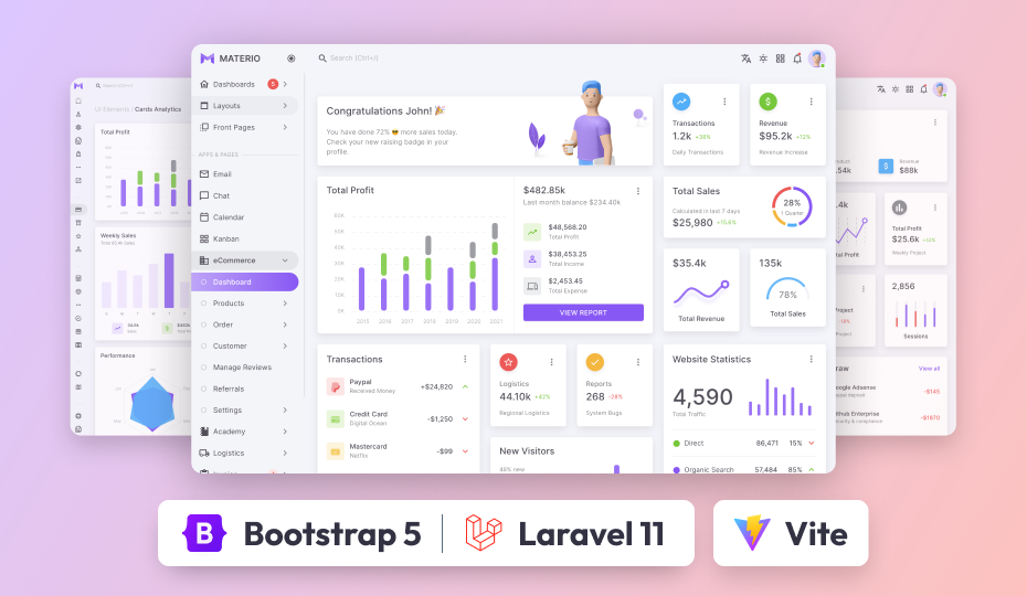 Materio Dashboard PRO – Laravel 11