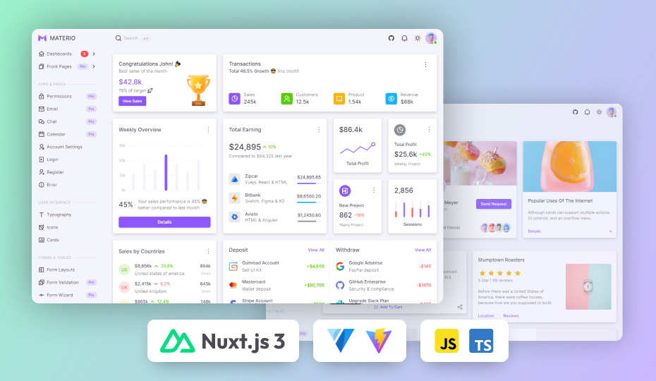 Materio – Free Vuetify NuxtJS 3 Admin Template