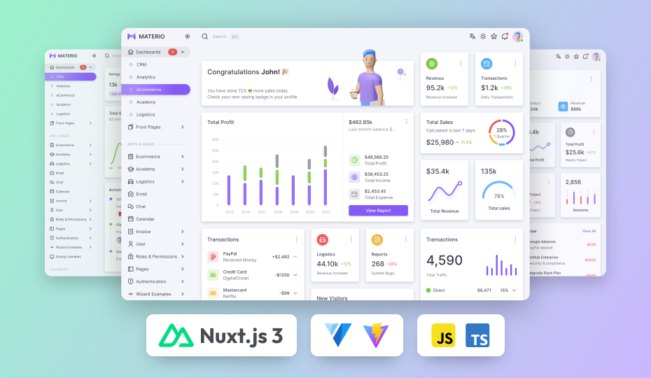 Materio – Vuetify Nuxtjs 3 Admin Template