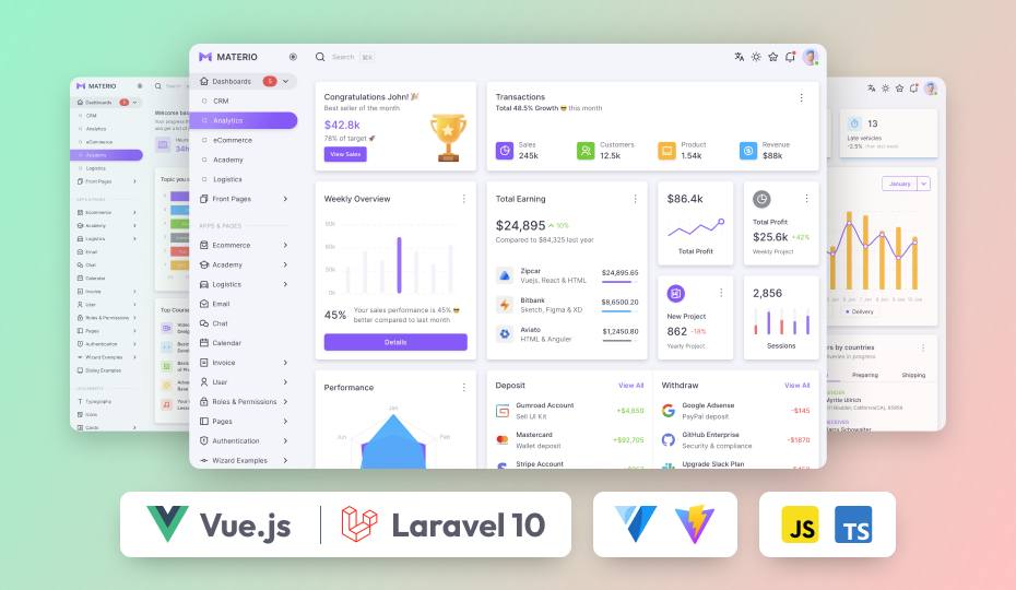 Materio – Vuetify Vuejs 3 Laravel Admin Template