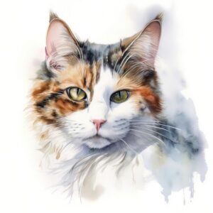 Munchkin Cat Portrait Watercolor - Frank095