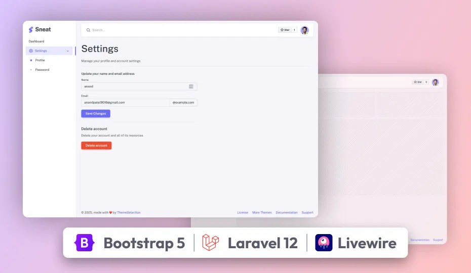 Sneat – Free Bootstrap Laravel Livewire Starter Kit