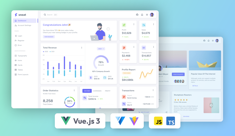 Sneat – Free Vuetify Vuejs 3 Admin Template