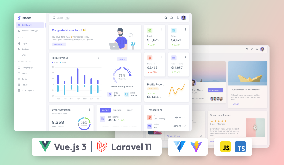 Sneat – Free Vuetify Vuejs Laravel Admin Template
