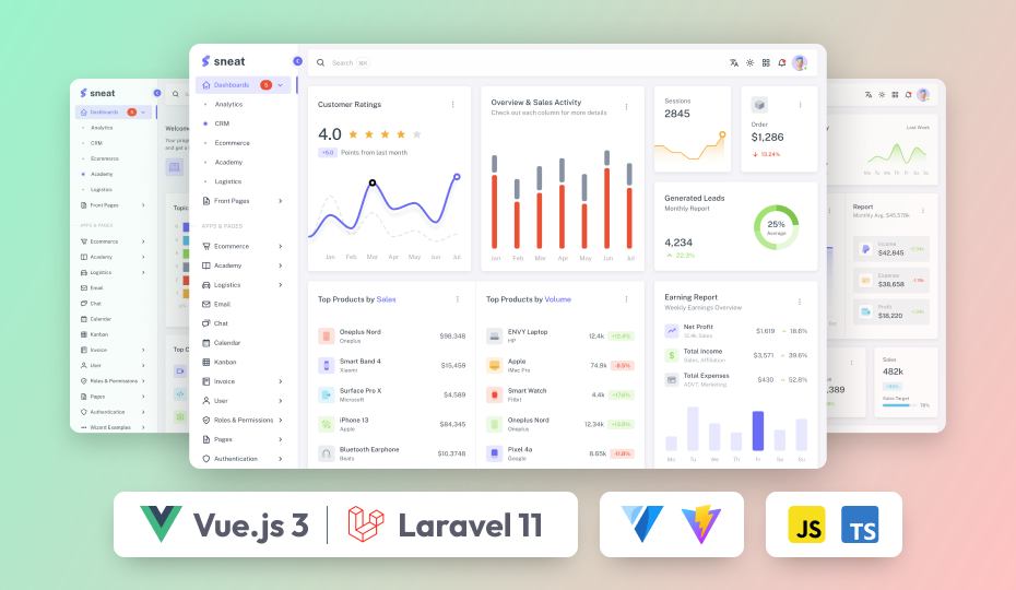 Sneat – Vuetify Vuejs 3 Laravel Admin Template