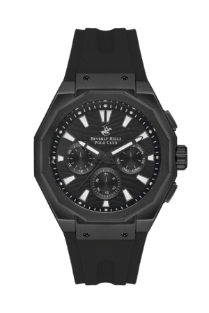 BEVERLY HILLS POLO CLUB Men’s Black Chronograph Silicone Watch – BP3557X.651