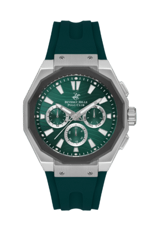 BEVERLY HILLS POLO CLUB Men’s Green Chronograph Silicone Watch – BP3557X.375