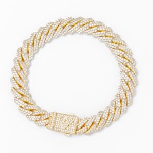 Big Daddy 10MM Straight Edge Cuban Diamond Gold Bracelet