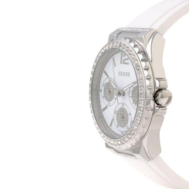 Guess Starlight White Rubber Strap Crystal Dial Women’s Watch W0846L8