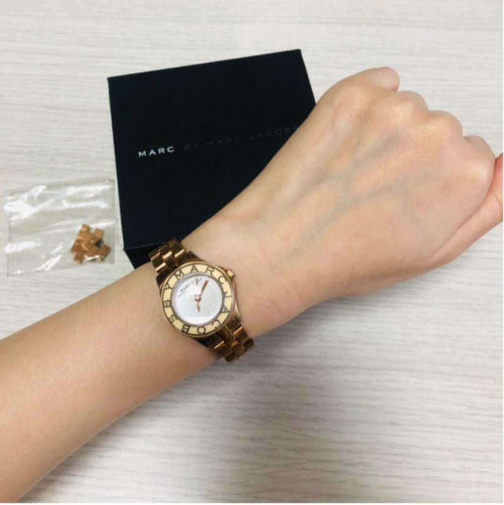 Marc By Marc Jacobs Small Blade Silver Women’s Rose Gold Logo Watch MBM3076