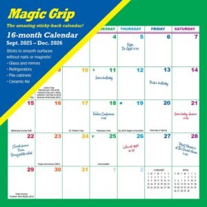 Rainbow 2026 Magic Grip Wall Calendar