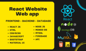 react website or mern stack app using node js, mongodb mysql firebase express js