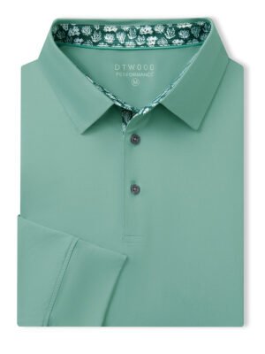 Designed Collared Long Sleeve Golf Polo