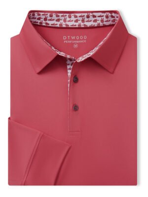 Designed Collared Long Sleeve Golf Polo