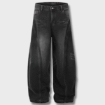 'Rogue' Washed Distressed Wide-Leg Jeans