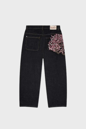'Sakura' Embroidery Baggy Pants