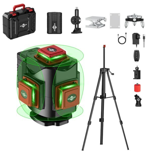 WEIDDW 4D16 Lines Professional Laser Level 360 Self Leveling With Rechargerable Lithuim Battery l Green Laser Beam Build Tools - AliExpress 1420